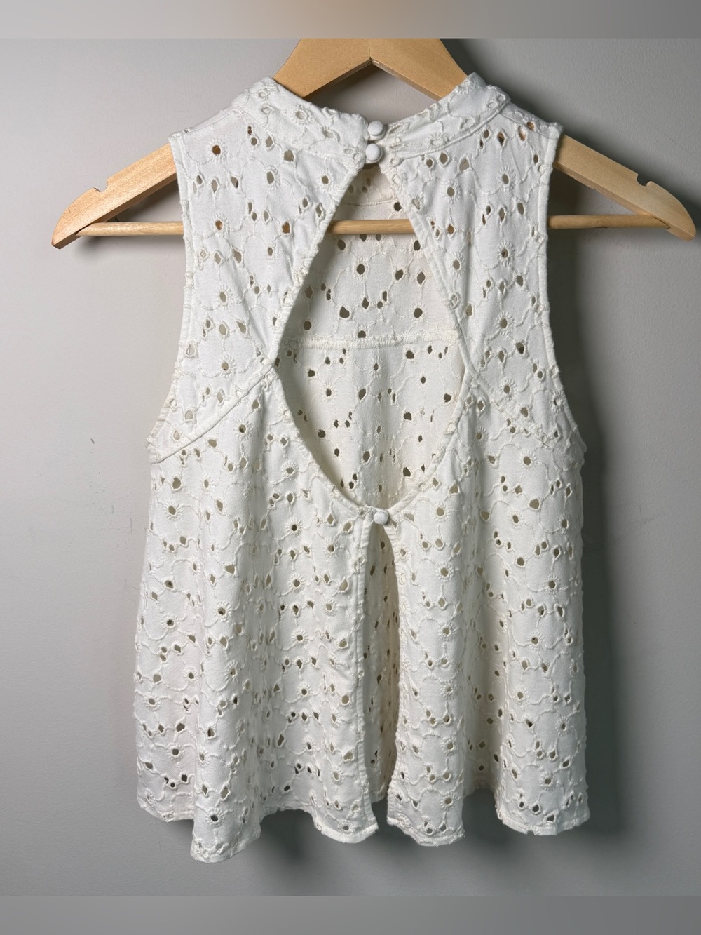 Free People White Eyelet Cutout Tank Top